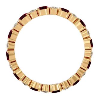 1 1/2 Carat Ruby and Moissanite Eternity Ring In 14 Karat Yellow Gold, Ring Size 6