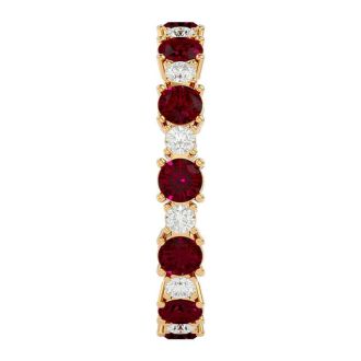 1 3/4 Carat Ruby and Moissanite Eternity Ring In 14 Karat Yellow Gold, Ring Size 9.5