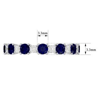 1 1/2 Carat Sapphire and Moissanite Eternity Ring In 14 Karat White Gold, Ring Size 7.5