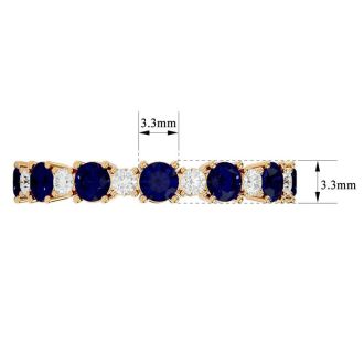 1 1/2 Carat Sapphire and Moissanite Eternity Ring In 14 Karat Yellow Gold, Ring Size 5.5
