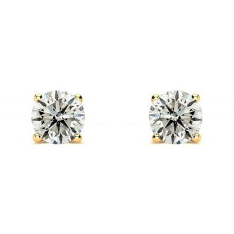 3/4 Carat Diamond Stud Earrings In 14 Karat Yellow Gold