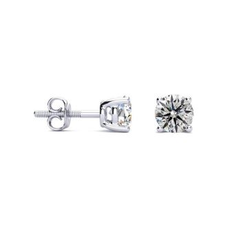 1 Carat Diamond Stud Earrings In 14 Karat White Gold