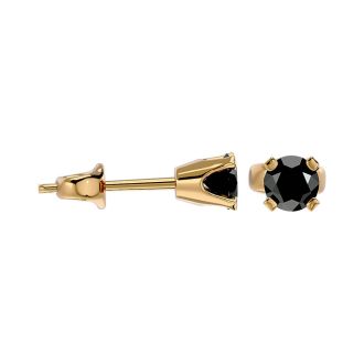 1/3ct Black Diamond Stud Earrings In Yellow Gold
