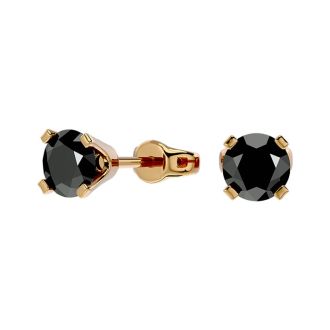 1/2ct Black Diamond Stud Earrings In Yellow Gold