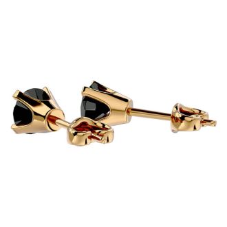 1/2ct Black Diamond Stud Earrings In Yellow Gold