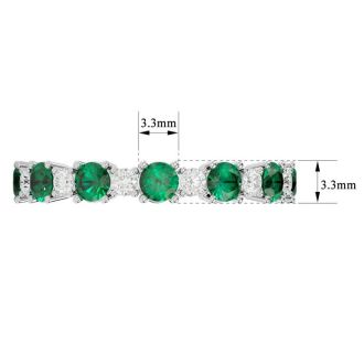 1 1/2 Carat Emerald and Diamond Eternity Ring In 14 Karat White Gold, Ring Size 5