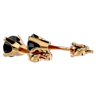 1 1/2ct Black Diamond Stud Earrings, 14k Yellow Gold