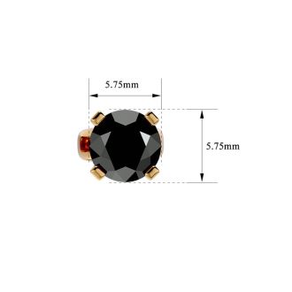 1 1/2ct Black Diamond Stud Earrings, 14k Yellow Gold
