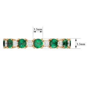 1 1/2 Carat Emerald and Diamond Eternity Ring In 14 Karat Yellow Gold, Ring Size 8.5