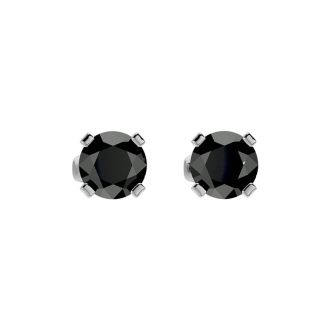 3/4ct Black Diamond Stud Earrings in 14k White Gold