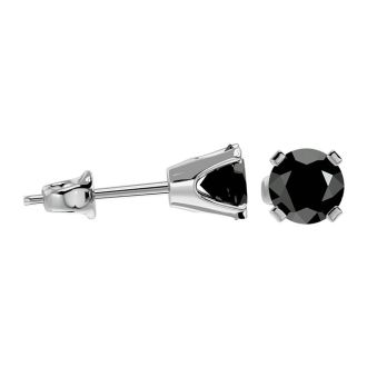3/4ct Black Diamond Stud Earrings in 14k White Gold