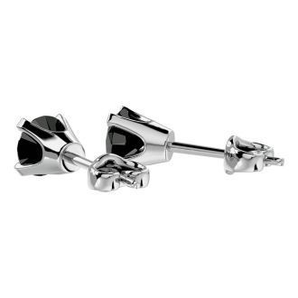 3/4ct Black Diamond Stud Earrings in 14k White Gold