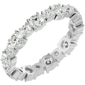 2 1/4 Carat Moissanite Eternity Ring In 14 Karat White Gold, Ring Size 7.5