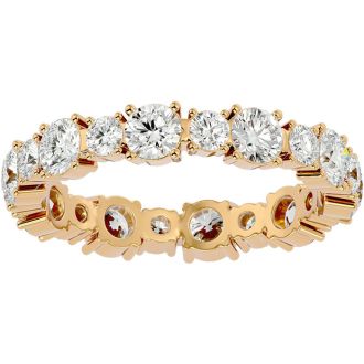 2 1/4 Carat Diamond Eternity Ring In 14 Karat Yellow Gold, Ring Size 5