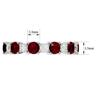 2 Carat Ruby and Diamond Eternity Ring In 14 Karat White Gold, Ring Size 4.5