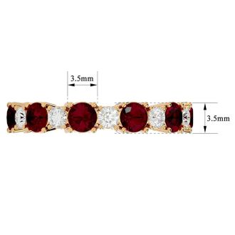 2 Carat Ruby and Diamond Eternity Ring In 14 Karat Yellow Gold, Ring Size 4.5
