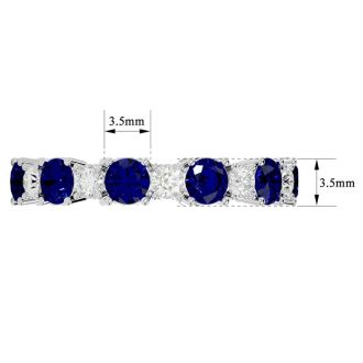 2 Carat Sapphire and Moissanite Eternity Ring In 14 Karat White Gold, Ring Size 4.5