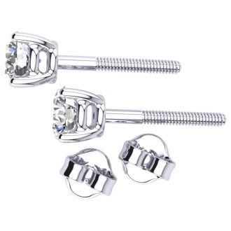 1 Carat Diamond Stud Earrings In Platinum With Screwbacks