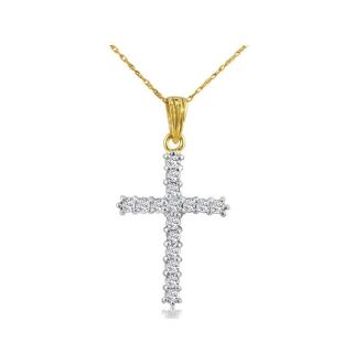 1ct Diamond Cross Pendant in 10k Yellow Gold
