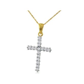 1ct Diamond Cross Pendant in 10k Yellow Gold
