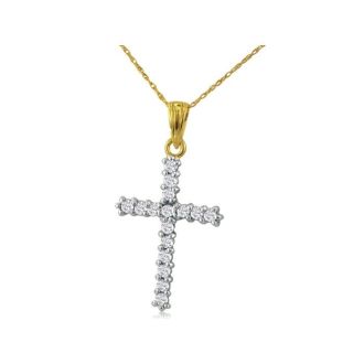 1ct Diamond Cross Pendant in 10k Yellow Gold
