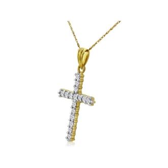 1ct Diamond Cross Pendant in 10k Yellow Gold
