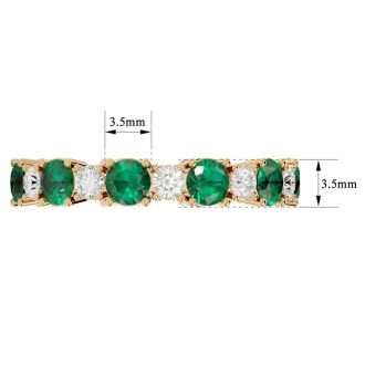 2 1/4 Carat Emerald and Moissanite Eternity Ring In 14 Karat Yellow Gold, Ring Size 5.5