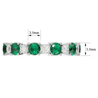 2 Carat Emerald and Diamond Eternity Ring In 14 Karat White Gold, Ring Size 4