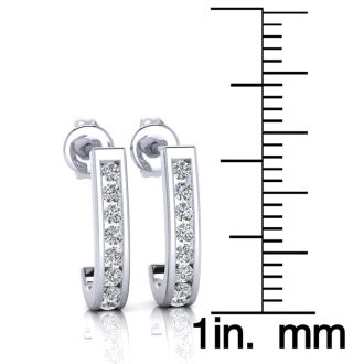 1/4ct Diamond Hoop Earrings in 10k White Gold. Very Popular Style!