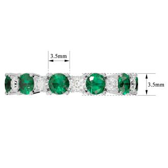 2 1/2 Carat Emerald and Diamond Eternity Ring In 14 Karat White Gold, Ring Size 8.5