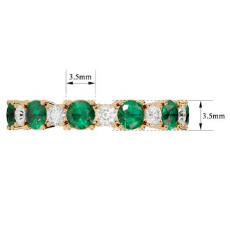 2 1/4 Carat Emerald and Diamond Eternity Ring In 14 Karat Yellow Gold, Ring Size 7.5