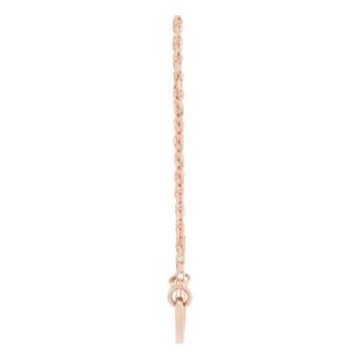 Sideways Cross Necklace In Heart In 14 Karat Rose Gold, 18 Inches