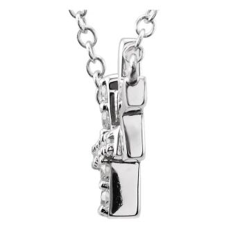 1/5 Carat Diamond Sideways Cross Necklace In 14 Karat White Gold, 18 Inches