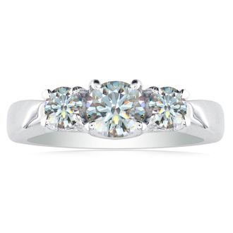 14K White Gold 3/4 Three Diamond Ring, G/H Color, SI1 Clarity