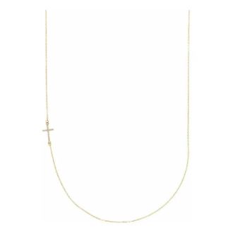 0.04 Carat Diamond Sideways Cross Necklace In 14 Karat Yellow Gold, 16 Inches
