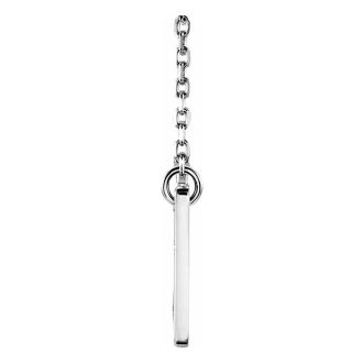 0.03 Carat Diamond Bar Cross Necklace In 14 Karat White Gold, 16-18 Inches