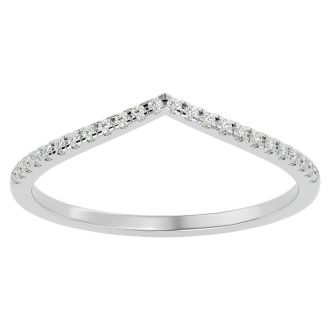 Moissanite Engagement Ring; 1/8 Carat Moissanite Wedding Band In 14 Karat White Gold