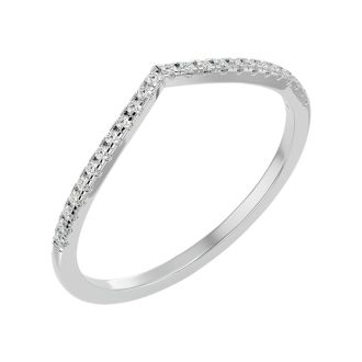 Moissanite Engagement Ring; 1/8 Carat Moissanite Wedding Band In 14 Karat White Gold