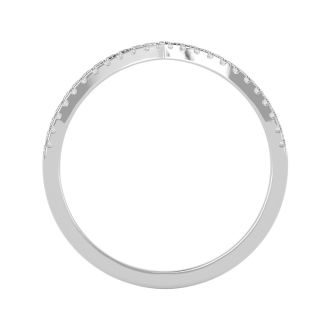 Moissanite Engagement Ring; 1/8 Carat Moissanite Wedding Band In 14 Karat White Gold