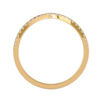 Moissanite Engagement Ring; 1/8 Carat Moissanite Wedding Band In 14 Karat Yellow Gold