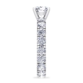 Moissanite Engagement Ring; 3 Carat Round Shape Moissanite Eternity Engagement Ring In 14 Karat White Gold