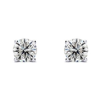 0.65 Carat Diamond Stud Earrings In 14 Karat White Gold