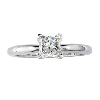 Cheap Engagement Rings, 1/3 Carat Princess Diamond Solitaire Engagement Ring in 14K White Gold