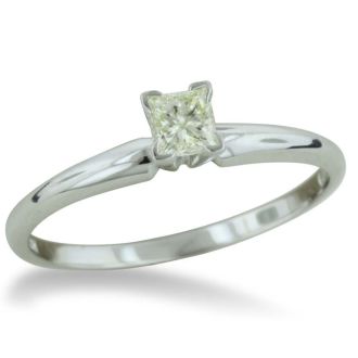 Cheap Engagement Rings, 1/3 Carat Princess Diamond Solitaire Engagement Ring in 14K White Gold