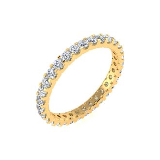 1 Carat Round Moissanite Eternity Ring In 14 Karat Yellow Gold, Ring Size 6.5