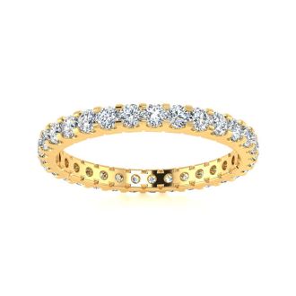 1 Carat Round Moissanite Eternity Ring In 14 Karat Yellow Gold, Ring Size 7