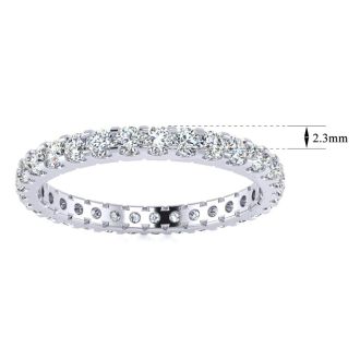 1 Carat Round Moissanite Eternity Ring In Platinum, Ring Size 4