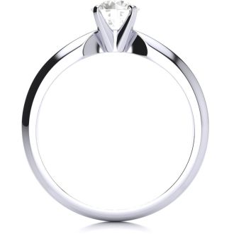 Round Engagement Rings, 3/4 Carat Round Shape Diamond Solitaire Ring Crafted In 14K White Gold