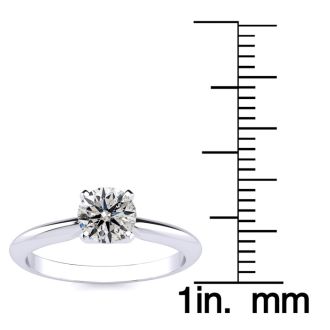 Round Engagement Rings, 3/4 Carat Round Shape Diamond Solitaire Ring Crafted In 14K White Gold
