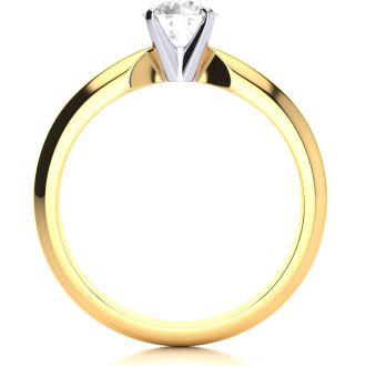 Round Engagement Rings, 3/4 Carat Diamond Solitaire Ring Crafted In 14K Yellow Gold